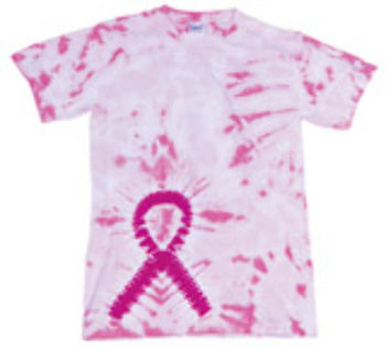 Gildan Tie-Dye Youth Awareness Ribbon Tee Pink M