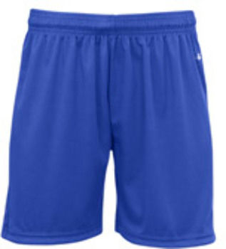 Badger B-Core 6"" Ladies ""Ace"" Athletic Shorts Royal/ White S