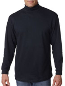 UltraClub Adult Egyptian Interlock Long-Sleeve Turtleneck, Black, L