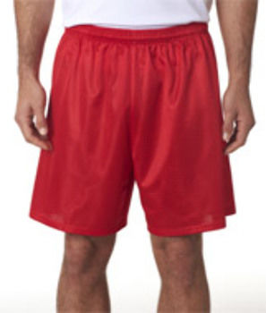 Adult 7"" Lined Tricot Mesh Shorts, Scarlet Red, 2XL