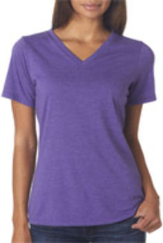 Bella+Canvas Missy Short-Sleeve Jersey V-Neck Tee Purple Triblend S