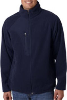 UltraClub Adult Full-Zip Micro-Fleece Jacket With Pocket, Navy/ Navy, M