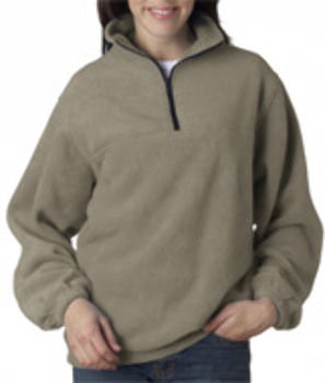 UltraClub Adult Iceberg Fleece 1/4-Zip Pullover, Khaki, XL