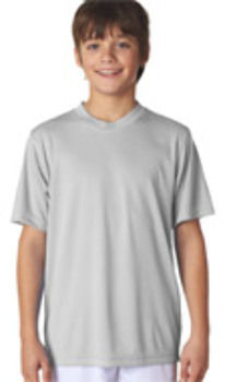 UltraClub Youth Cool & Dry Sport Performance Interlock Tee, Grey, M