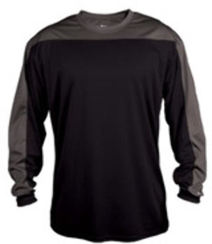 Badger Defender Long Sleeve Tee Black/ Graphite 2XL