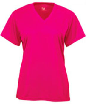 Badger B-Core Ladies V-Neck Tee Hot Pink XS