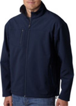 UltraClub Adult Soft Shell Jacket with Cadet Collar, Navy, XL