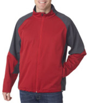 UltraClub Adult Soft Shell Jacket, Red/Charcoal, S