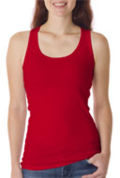 Bella+Canvas Ladies' 2x1 Rib Racerback Longer Length Tank Top Red M