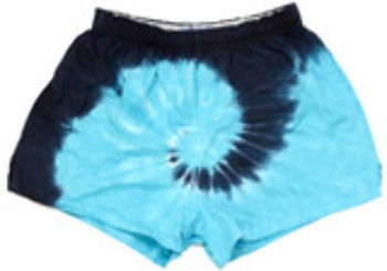 tie dye 100% Cotton Adult 3"" Soffe Shorts, Turquoise Navy Spider, XS