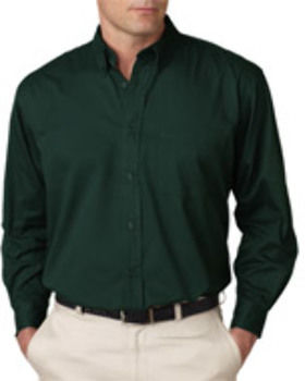 UltraClub Men's Whisper Twill Shirt, Forest Green, S