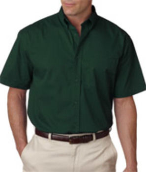 UltraClub Adult Whisper Twill Short-Sleeve Shirt, Forest Green, 3XL