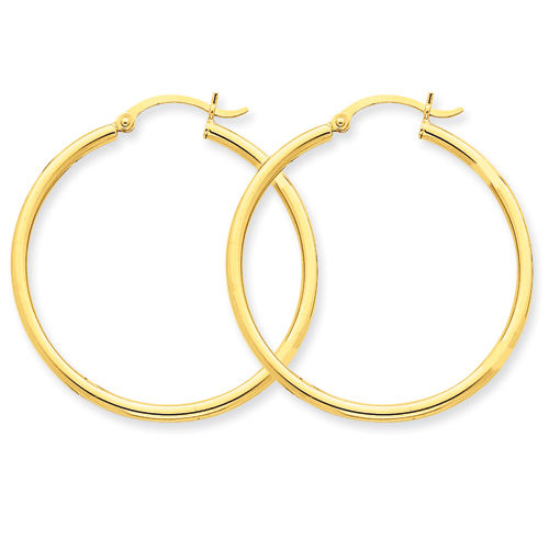 Round Earrings - Hoop in 14kt Yellow Gold - Hinge W/ Notched Back - Ideal