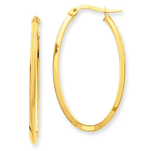 Oval Earrings - Hoop in 14kt Yellow Gold - Hinge Backs - Attractive