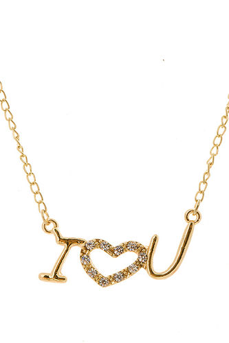 RHINESTONE I HEART YOU NECKLACE - CASE OF 12