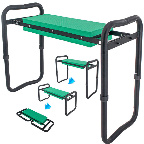 Adjustable Garden Kneeler & Seat with Handles - Heavy-Duty Outdoor Foldable, Portable Garden Stool with Thick EVA Foam Pad, Multi-Purpose Gardening Bench for Kneeling and Sitting, Ideal for Patio, Yard, and Lawn Use