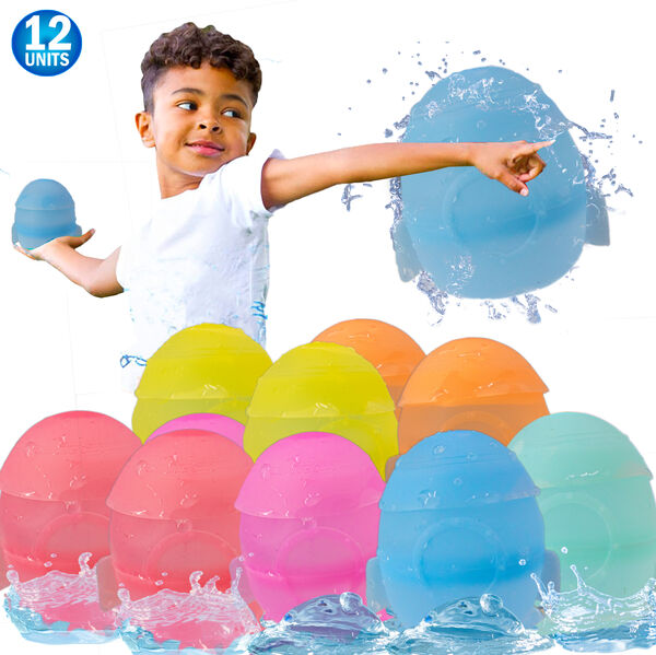 Reusable Refillable Water Balloons - 12PC Auto Self Sealing, Quick Fill, Soft & Durable Silicone Splash Balls for Fast, Fun, and Safe Water Play -  Collapsible Portable, Perfect for Kids and Adults - Summer Outdoor  Pool Play, Backyard Games