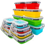 Collapsible Stackable Food Storage Containers 8pc- Silicone, Portable, Leak Proof, Airtight Lunch Boxes with Durable and Space-Saving Design for Meal Prep, Freezer, Pantry, and Bento Use