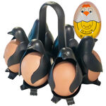 Penguin Egg Cooker & 6 Egg Holder Boiling Rack w/ Egg Timer - Perfect for Easy Soft or Hard Boiled Eggs - Stove, Microwave, Air Fryer, and Dishwasher Safe