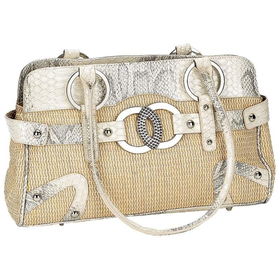 Gigi Chantal&trade; Tan Woven Purse with Beige Faux Snakeskin Trimgigi 