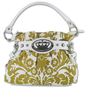 Gigi Chantal&trade; Tan and White Print Canvas Purse with Crown Designgigi 