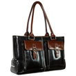 Women's Black/Brown Dual Handle Satchel