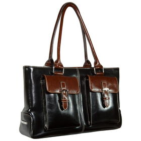 Women's Black/Brown Dual Handle Satchelwomens 