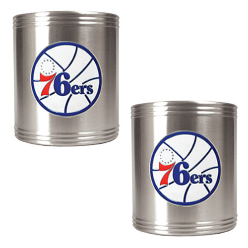 Philadelphia 76ers NBA 2pc Stainless Steel Can Holder Set - Primary Logo