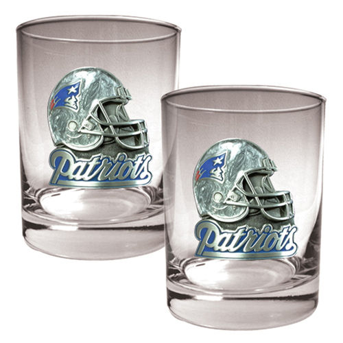 New England Patriots NFL 2pc Rocks Glass Set - Helmet logoengland 