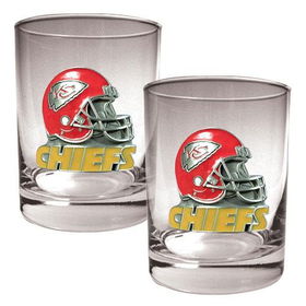 Kansas City Chiefs NFL 2pc Rocks Glass Set - Helmet logokansas 