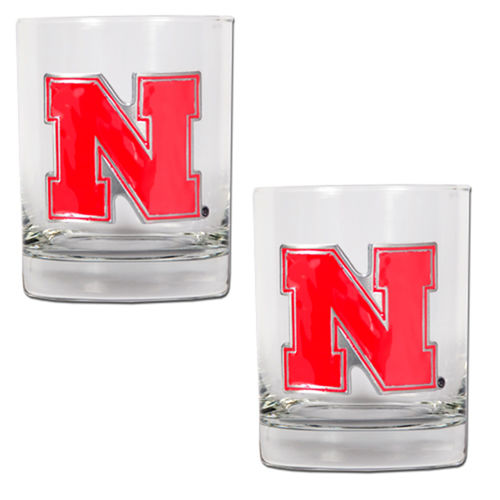 Nebraska Cornhuskers NCAA 2pc Rocks Glass Setnebraska 