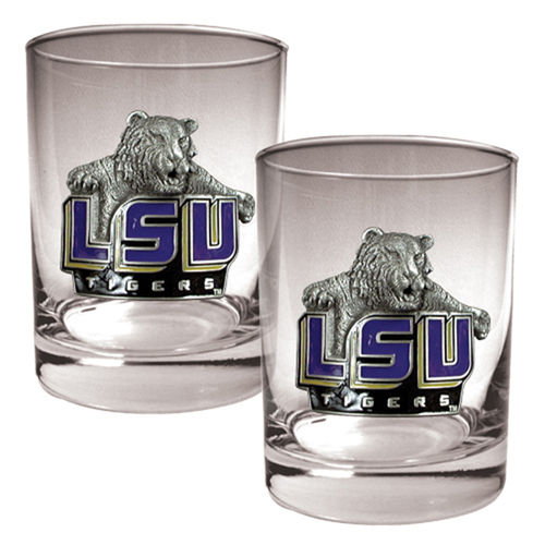 LSU Tigers NCAA 2pc Rocks Glass Setlsu 