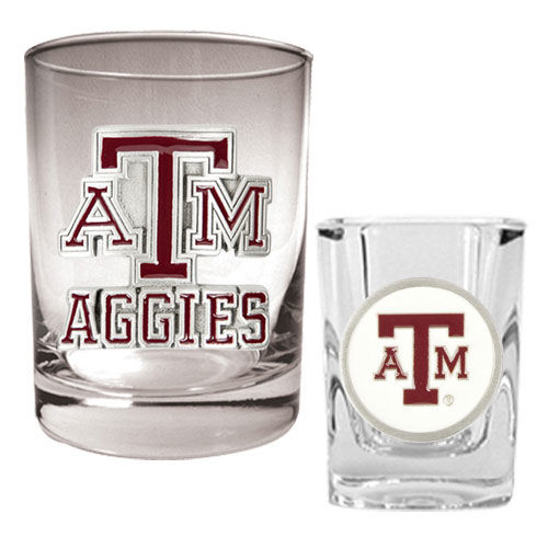 Texas A&M Aggies NCAA Rocks Glass And Shot Glass Settexas 