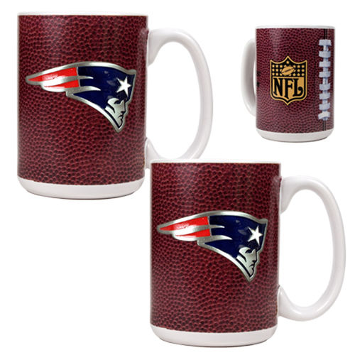 New England Patriots NFL 2pc Gameball Ceramic Mug Set - Primary logoengland 