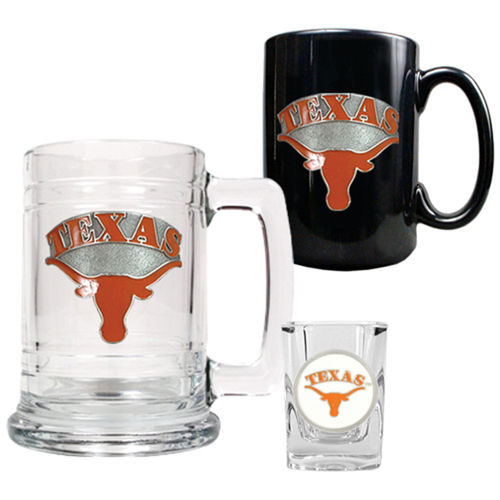 Texas Longhorns NCAA 15oz Tankard, 15oz Ceramic Mug & 2oz Shot Glass Set - Primary Logotexas 