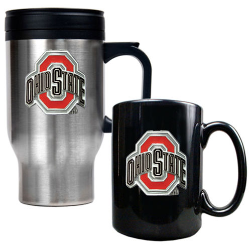 Ohio State Buckeyes NCAA Stainless Travel Mug And Ceramic Mug Setohio 