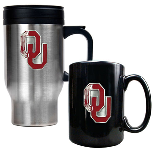 Oklahoma Sooners NCAA Stainless Travel Mug And Ceramic Mug Setoklahoma 