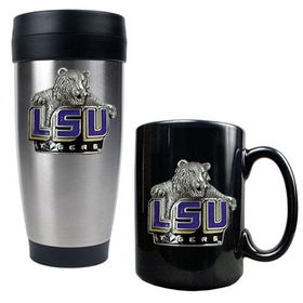 LSU Tigers NCAA Stainless Travel Tumbler And Ceramic Mug Setlsu 