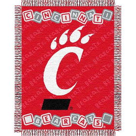 Cincinnati Bearcats NCAA Triple Woven Jacquard Throw (044 Series) (36x46")"cincinnati 