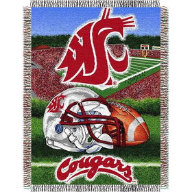 Washington State Cougars NCAA Woven Tapestry Throw (Home Field Advantage) (48x60")"washington 