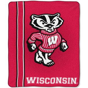 Wisconsin Badgers NCAA Royal Plush Raschel Blanket (Jersey Mesh Series) (50x60")"wisconsin 