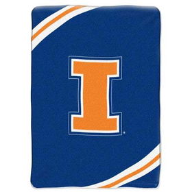 Illinois Fighting Illini NCAA Royal Plush Raschel Blanket (Force Series) (60x80")"illinois 