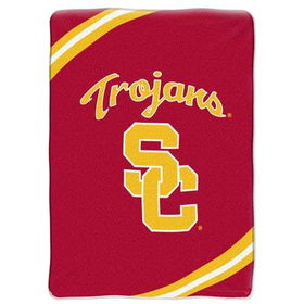 USC Trojans NCAA Royal Plush Raschel Blanket (Force Series) (60x80")"usc 