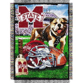 Mississippi State Bulldogs NCAA Woven Tapestry Throw (Home Field Advantage) (48x60")"mississippi 