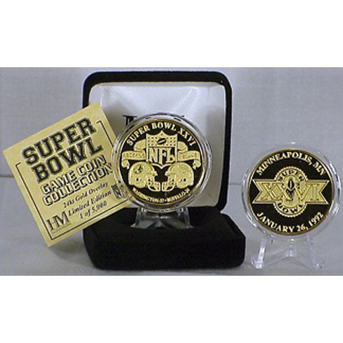 24kt Gold Super Bowl XXVI flip coingold 