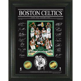 Boston Celtics 08 NBA Champions Archival Etched Glass w/ two 24KT Gold Coinsboston 