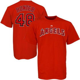 Torii Hunter (Los Angeles Angels) Name and Number T-Shirt (Red) (2X-Large)torii 