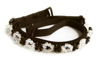 Black Straps w/ Black Beads-F102B-B1black 