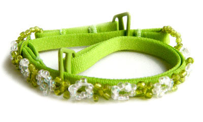 Green Bra Straps w/ Green beads-F102G-B1green 