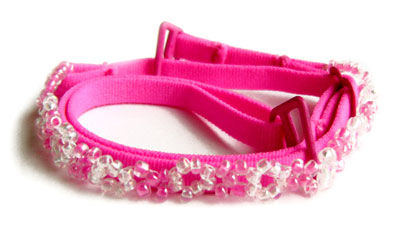 Hot Pink Bra Straps w/ pink beads-F102HP-B1pink 